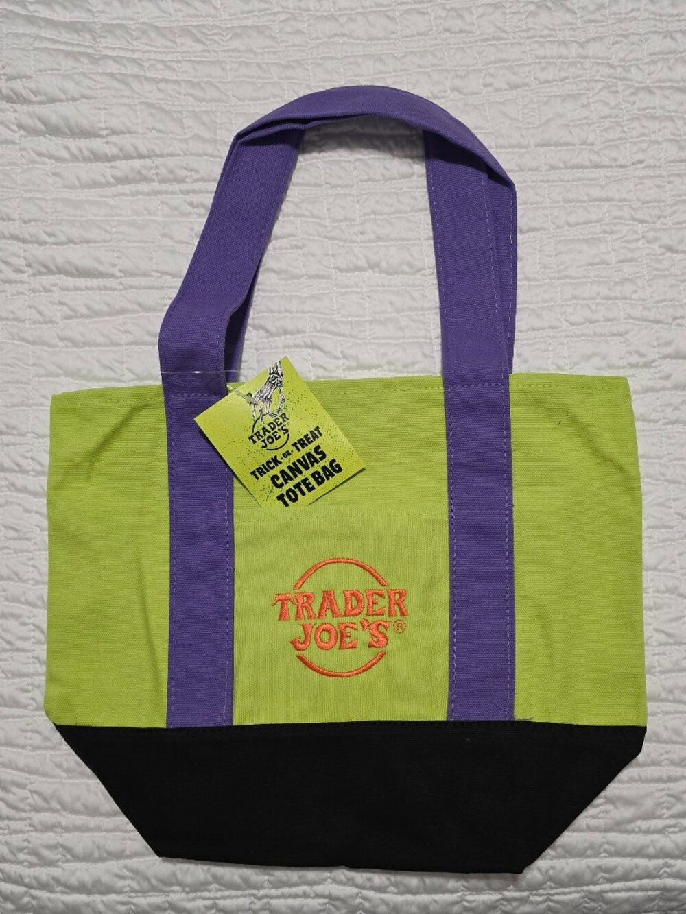 New Trader Joe’s Seasonal Trick or Treat Halloween Canvas Mini Tote Bag - NWT - Picture 2 of 3